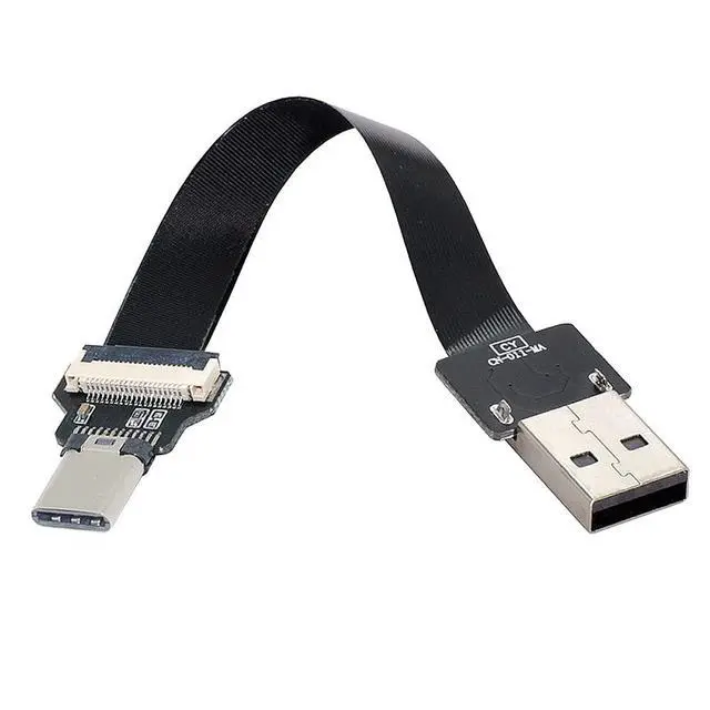 Alt view image 3 of 7 - xiwai 0.2M USB 2.0 Type-A Male to USB-C Type-C Male Data Flat Slim FPC Cable for FPV & Disk & Phone