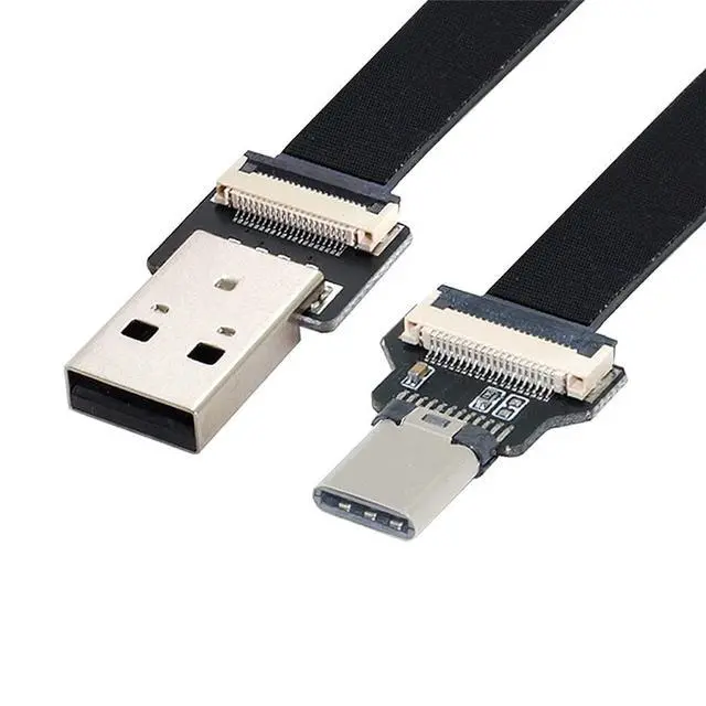 Alt view image 7 of 7 - xiwai 0.2M USB 2.0 Type-A Male to USB-C Type-C Male Data Flat Slim FPC Cable for FPV & Disk & Phone