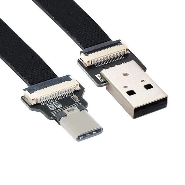 Alt view image 7 of 7 - xiwai 1.0M USB 2.0 Type-A Male to USB-C Type-C Male Data Flat Slim FPC Cable for FPV & Disk & Phone
