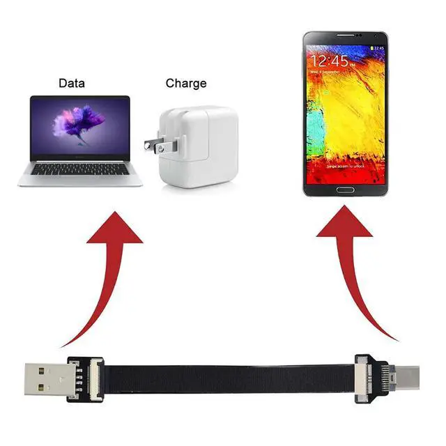 Alt view image 5 of 7 - xiwai 2.0M USB 2.0 Type-A Male to USB-C Type-C Male Data Flat Slim FPC Cable for FPV & Disk & Phone
