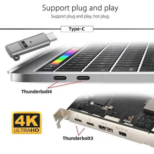 Alt view image 2 of 7 - xiwai USB-C Type-C EDID DDC Dummy Plug Headless Ghost CY Virtual Display Adapter USB5.0 USB4.0 Display Emulator 4K@60Hz Compatible with Thunderbolt3/4/5 Silver