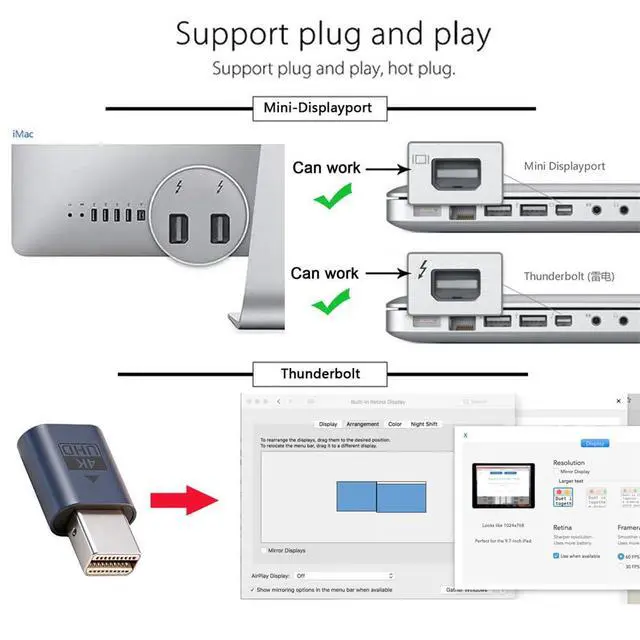 Alt view image 7 of 7 - xiwai Mini Displayport Dummy Plug 4K@17hz Headless Ghost Emulator CY Mini-DP Virtual Display Adapter with LED Light Blue