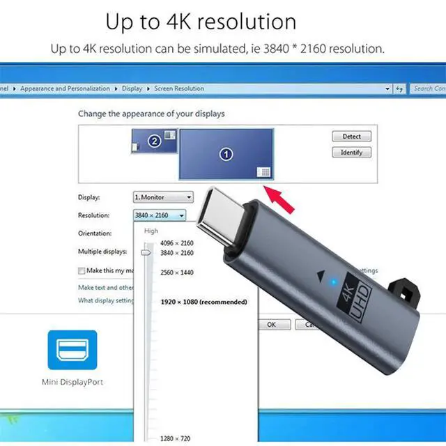 Alt view image 3 of 7 - xiwai USB-C Type-C EDID DDC Headless Ghost Display Dummy Plug Emulator CY Virtual Display Adapter USB5.0 USB4.0 4K@60Hz Compatible with Thunderbolt3/4/5 Blue