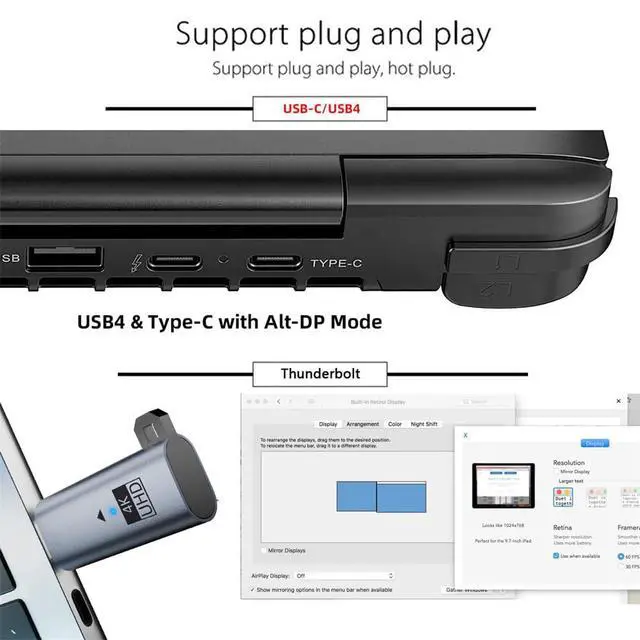 Alt view image 6 of 7 - xiwai USB-C Type-C EDID DDC Headless Ghost Display Dummy Plug Emulator CY Virtual Display Adapter USB5.0 USB4.0 4K@60Hz Compatible with Thunderbolt3/4/5 Blue