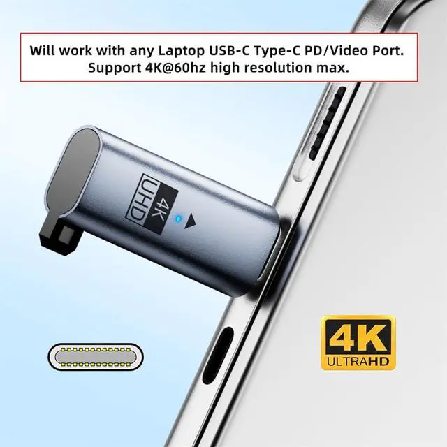 Alt view image 7 of 7 - xiwai USB-C Type-C EDID DDC Headless Ghost Display Dummy Plug Emulator CY Virtual Display Adapter USB5.0 USB4.0 4K@60Hz Compatible with Thunderbolt3/4/5 Blue