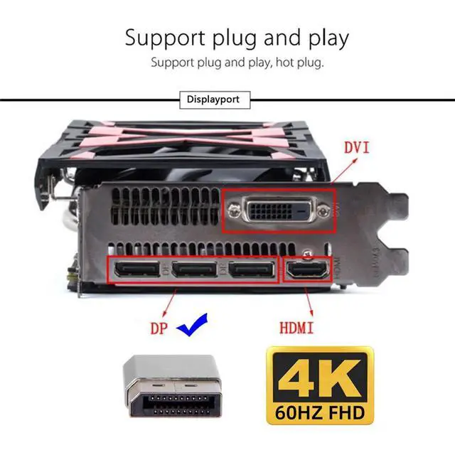 Alt view image 3 of 7 - xiwai DP 4K@60Hz Virtual Display Active Adapter Displayport Dummy Plug Headless Ghost Display 2560x1600p@60Hz