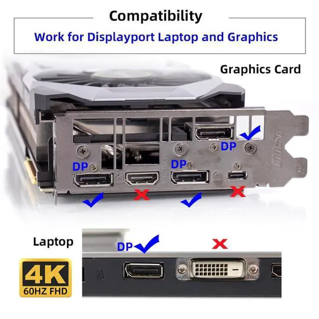 Alt view image 6 of 7 - xiwai DP 4K@60Hz Virtual Display Active Adapter Displayport Dummy Plug Headless Ghost Display 2560x1600p@60Hz