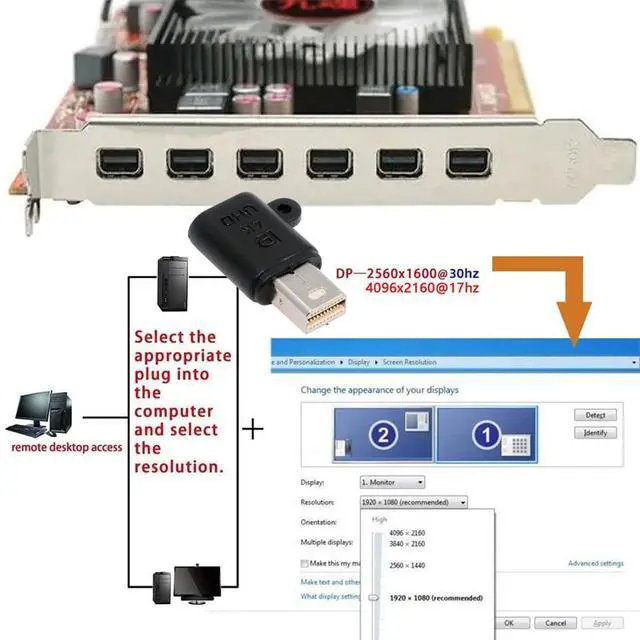 Alt view image 6 of 7 - xiwai Mini Displayport 4K@17hz Dummy Plug Headless Ghost Emulator CY Mini-DP Virtual Display Adapter Black
