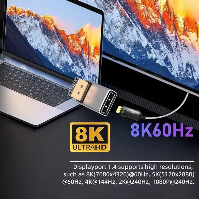 Alt view image 2 of 7 - xiwai 8K 60hz DisplayPort 1.4 (DP) Male to DP Female Adapter Up Angled 90 Degree Ultra-HD UHD 4K 144hz Extender Connector for Video PC Laptop Monitor