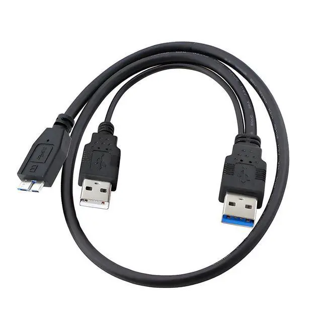 Alt view image 6 of 7 - xiwai Dual Type-A USB3.0 Male to Micro-USB3.0 Male Extra Power Data Cable Compatible with Disk Drive SSD Camera MP4 (60cm)