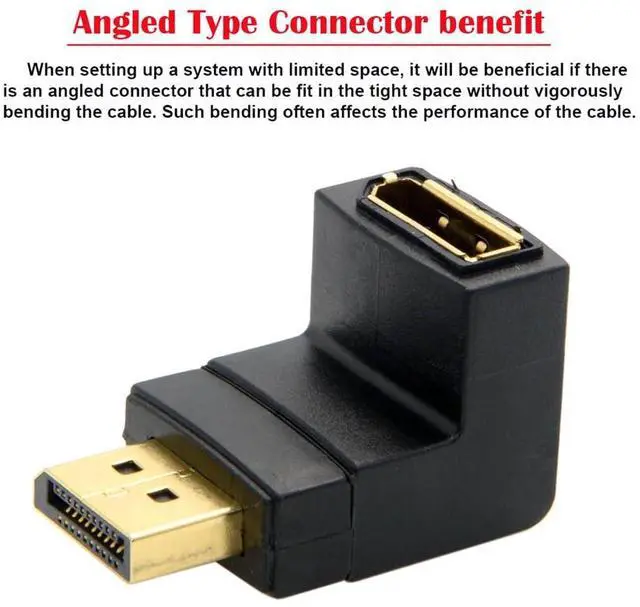 Alt view image 2 of 7 - xiwai DisplayPort Down Angled 90 Degree Male to Female Extension Adapter High Speed for Monitors, Projectors