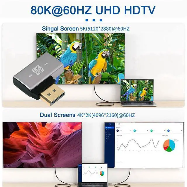 Alt view image 6 of 7 - xiwai 8K 60hz DisplayPort 1.4 (DP) Male to DP Female Adapter Right Angled 90 Degree Ultra-HD UHD 4K 144hz Extender Connector for Video PC Laptop Monitor
