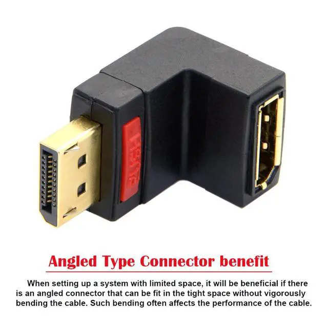 Alt view image 2 of 7 - xiwai DisplayPort Up Angled 90 Degree Male to Female Extension Adapter High Speed for Monitors, Projectors