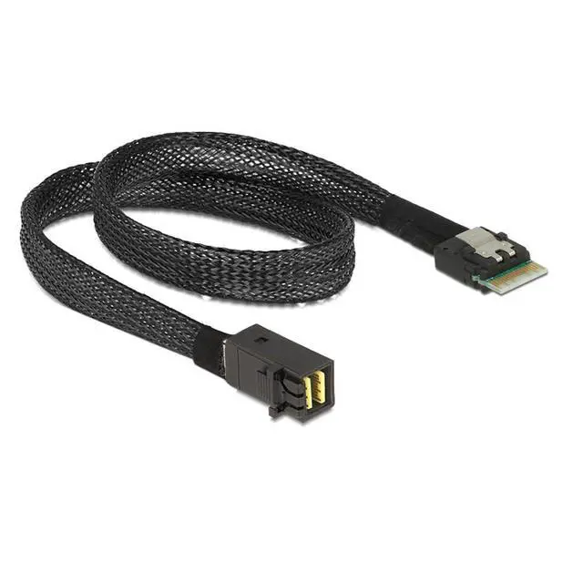 Alt view image 5 of 6 - JSER Slim Line SAS 4.0 PCIE4.0 SFF-8654 4i 38pin Host to HD Mini SAS SFF-8643 4i 36pin Target Extension Cable 50cm