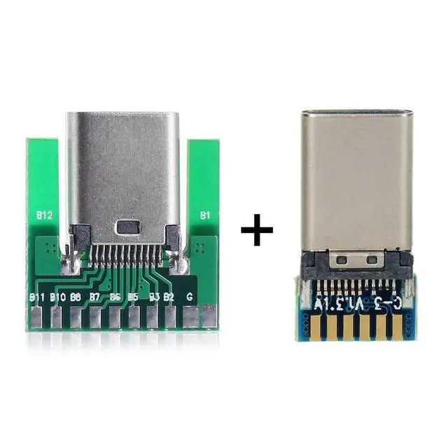 Alt view image 3 of 6 - JSER DIY 24pin USB 3.1 Type C Male & Female Plug & Socket Connector SMT Solder Type with PC Board 1Set 2pcs