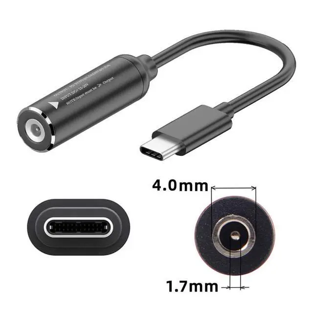 Alt view image 6 of 7 - xiwai USB-C Type-C to DC Jack 4.0x1.7mm Input Power Cable Plug Charge Cord for Laptop Phone PD9V 15V 20V