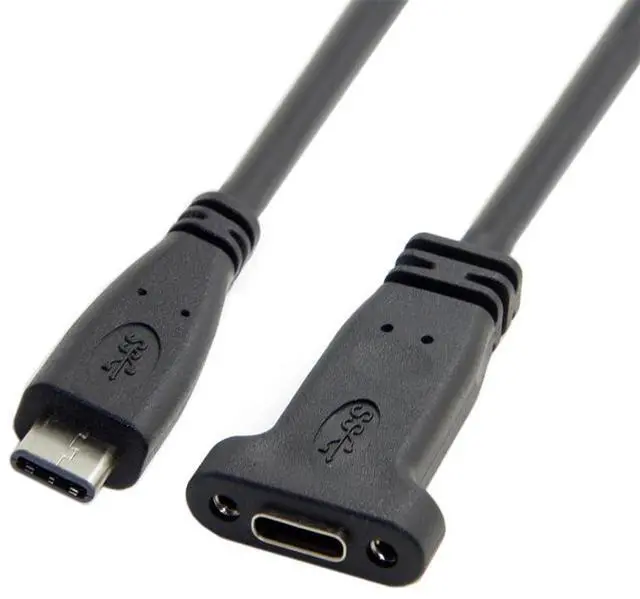 Alt view image 2 of 7 - xiwai Type-C Female Cable USB-C USB 3.1 Type C Male to Female Extension Data Cable with Panel Mount Screw Hole