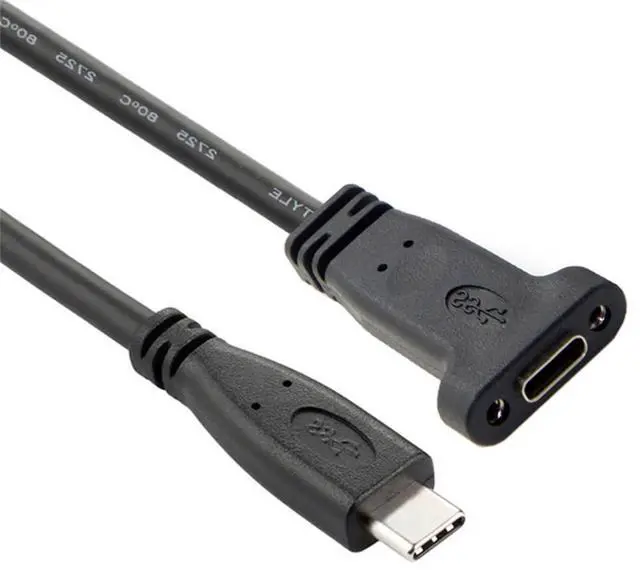 Alt view image 5 of 7 - xiwai Type-C Female Cable USB-C USB 3.1 Type C Male to Female Extension Data Cable with Panel Mount Screw Hole