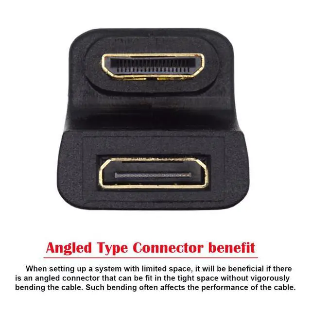 Alt view image 2 of 7 - xiwai 360-Degree Up Angled U-Shaped Mini HDMI 1.4 Male to Mini Female HDMI switches Adapter Converter for Laptop Tablet Gaming Home Theater
