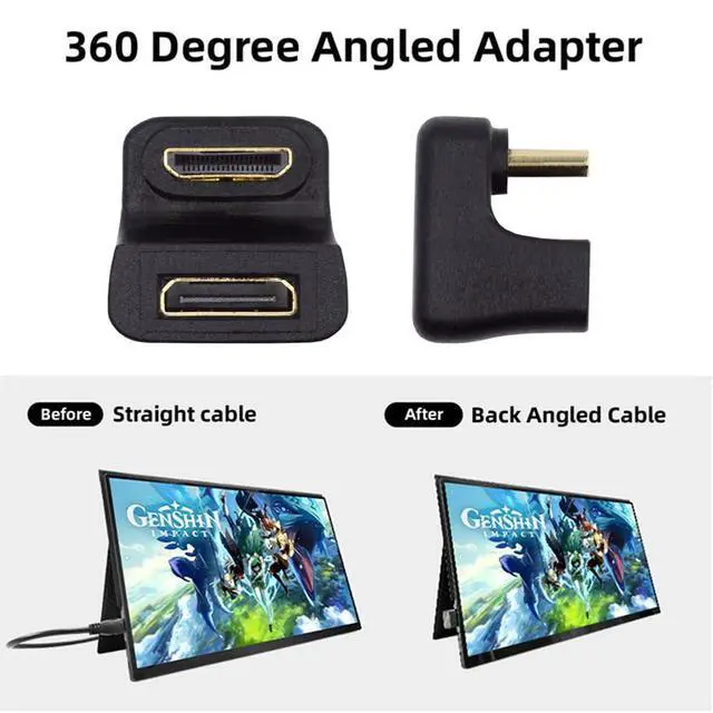 Alt view image 5 of 7 - xiwai 360-Degree Up Angled U-Shaped Mini HDMI 1.4 Male to Mini Female HDMI switches Adapter Converter for Laptop Tablet Gaming Home Theater