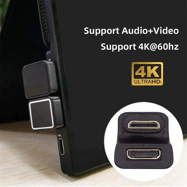 Alt view image 6 of 7 - xiwai 360-Degree Down Angled U-Shaped Mini HDMI 1.4 Male to Mini Female HDMI switches Adapter Converter for Laptop Tablet Gaming Home Theater