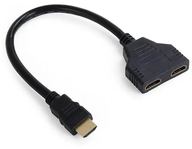 Main image of JSER HDMI Male to 2 HDMI Female 1 in 2 Out Splitter Cable Adapter Converter Single Male to Dual Female Y Switch Extension HDTV Cord