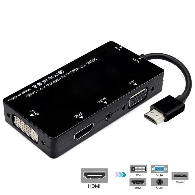 Alt view image 2 of 7 - JSER CY HDMI to VGA Audio HDMI DVI Adapter Multiport Splitter Converter 4 in1 Dongle Compatible for PS3 HDTV PC Monitor Projector