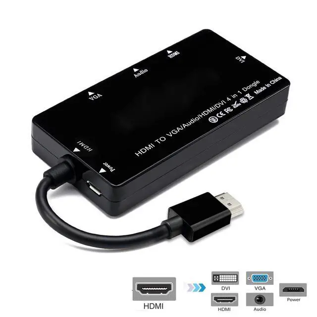 Alt view image 3 of 7 - JSER CY HDMI to VGA Audio HDMI DVI Adapter Multiport Splitter Converter 4 in1 Dongle Compatible for PS3 HDTV PC Monitor Projector