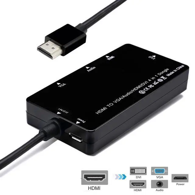 Alt view image 5 of 7 - JSER CY HDMI to VGA Audio HDMI DVI Adapter Multiport Splitter Converter 4 in1 Dongle Compatible for PS3 HDTV PC Monitor Projector