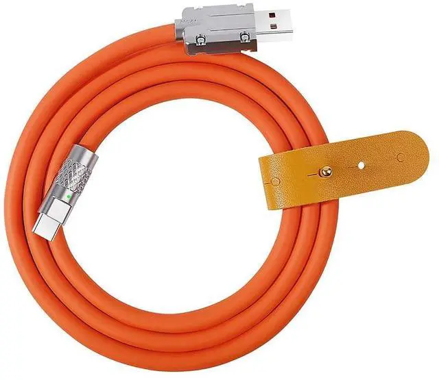 Main image of xiwai Type A 120W Power USB-A to USB-C Liquid Silicone Ultra Soft USB2.0 Data Orange Cable Fast Charge for Laptop Tablet Phone 200CM