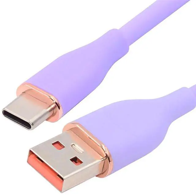 Main image of xiwai Type A 15W Power Purple Colored USB-A to USB-C Liquid Silicone Ultra Soft Power USB2.0 Data Cable Fast Charge for Laptop Tablet Phone 100cm