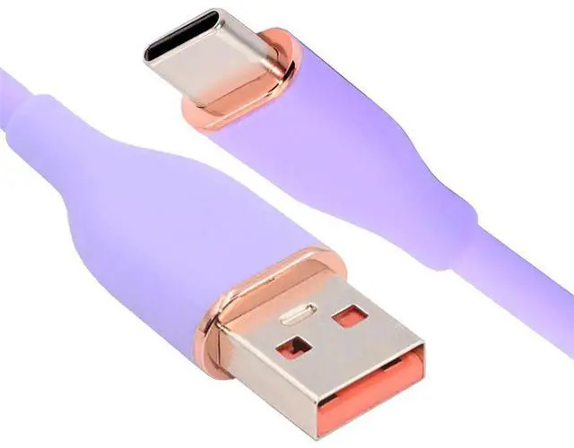 Main image of xiwai Type A 15W Power Purple Colored USB-A to USB-C Liquid Silicone Ultra Soft Power USB2.0 Data Cable Fast Charge for Laptop Tablet Phone 200cm