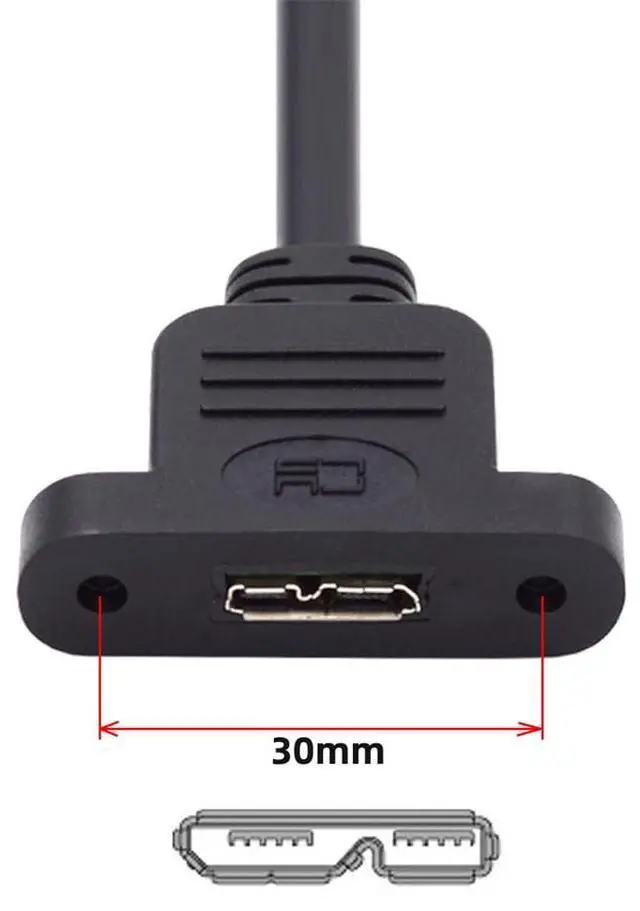 Alt view image 2 of 7 - xiwai 5Gbps USB 3.0 Type-C USB-C Male to Micro 3.0 Type-B Female Extension Data Sync Cable Screw Mount Type