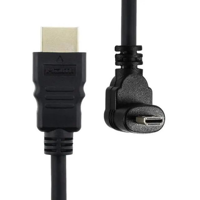 Alt view image 4 of 6 - Chenyang Up Angled 90 Degree Micro HDMI to HDMI Male HDTV Cable 4K 60hz Compatible for Cell Phone & Tablet & Camera