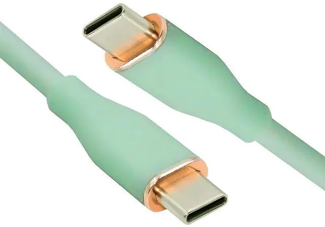 Main image of xiwai Type C 65W Colored Green USB-C 480Mbps Type-C Male to Male Charge Cable Ultra Soft Liquid Silicone High Flex Hyper Super Flexible Cord 100cm