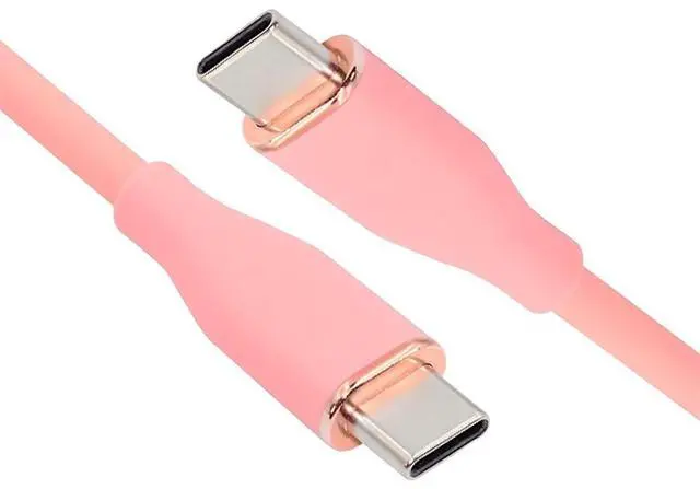 Main image of xiwai Type C 65W Colored Pink USB-C 480Mbps Type-C Male to Male Charge Cable Ultra Soft Liquid Silicone High Flex Hyper Super Flexible Cord 100cm
