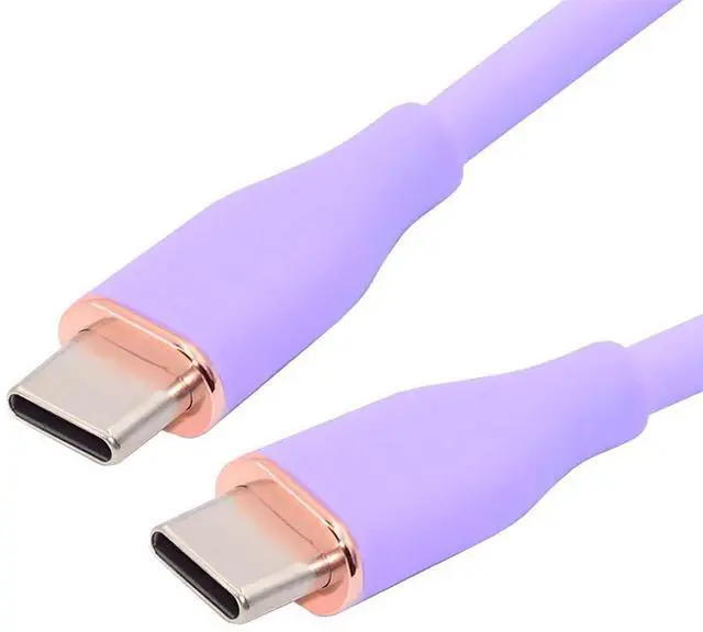 Main image of xiwai Type C 65W Colored Purple USB-C 480Mbps Type-C Male to Male Charge Cable Ultra Soft Liquid Silicone High Flex Hyper Super Flexible Cord 100cm