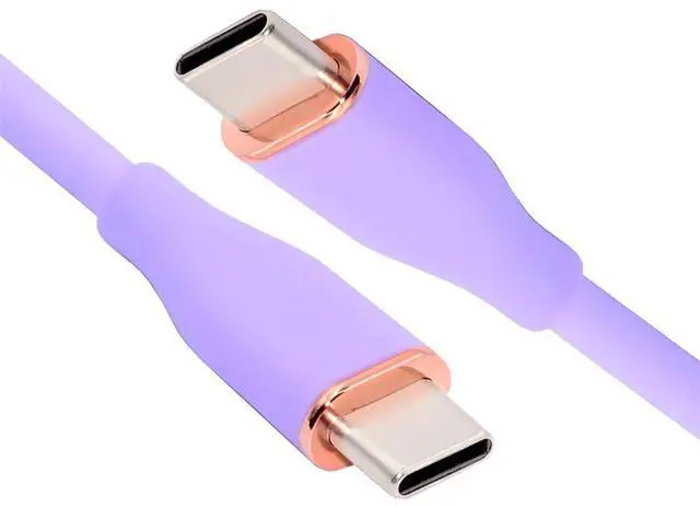 Main image of xiwai Type C 65W Colored Purple USB-C 480Mbps Type-C Male to Male Charge Cable Ultra Soft Liquid Silicone High Flex Hyper Super Flexible Cord 200cm