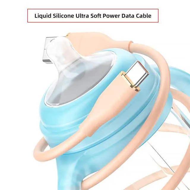 Alt view image 4 of 7 - xiwai Type C 65W Colored Pink USB-C 480Mbps Type-C Male to Male Charge Cable Ultra Soft Liquid Silicone High Flex Hyper Super Flexible Cord 100cm