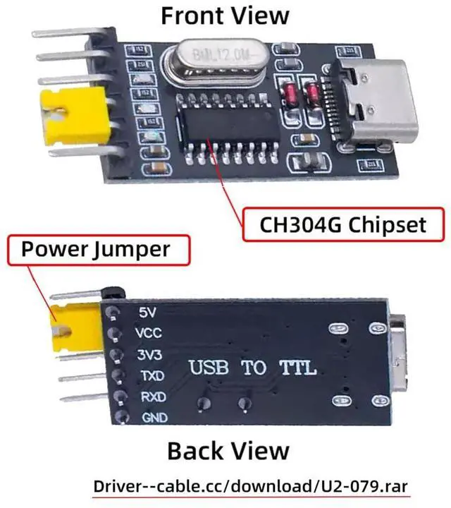 Alt view image 2 of 7 - xiwai USB2.0 USB-C Type-C Female to TTL Converter UART STC Module Serial Programmer CH340G CH340 3.3V 5V Adapter Replace PL-2303 Compatible with Windows 7,8