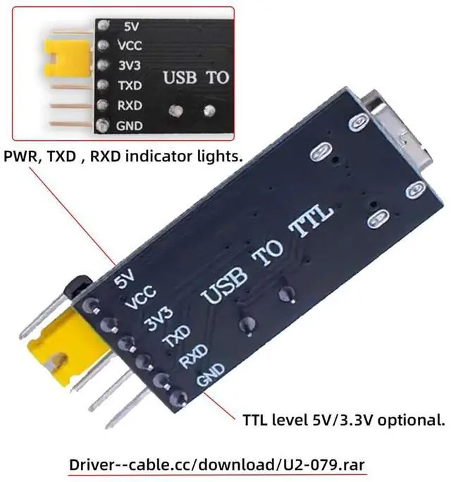 Alt view image 4 of 7 - xiwai USB2.0 USB-C Type-C Female to TTL Converter UART STC Module Serial Programmer CH340G CH340 3.3V 5V Adapter Replace PL-2303 Compatible with Windows 7,8