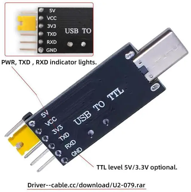 Alt view image 4 of 7 - xiwai USB2.0 USB-C Type-C Male to TTL Converter UART STC Module Serial Programmer CH340G CH340 3.3V 5V Adapter Replace PL-2303 Compatible with Windows 7,8