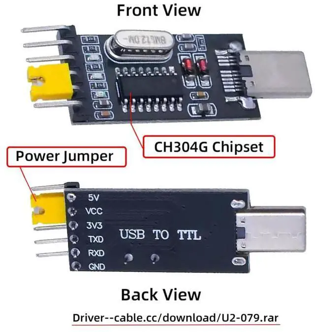 Alt view image 2 of 7 - xiwai USB2.0 USB-C Type-C Male to TTL Converter UART STC Module Serial Programmer CH340G CH340 3.3V 5V Adapter Replace PL-2303 Compatible with Windows 7,8