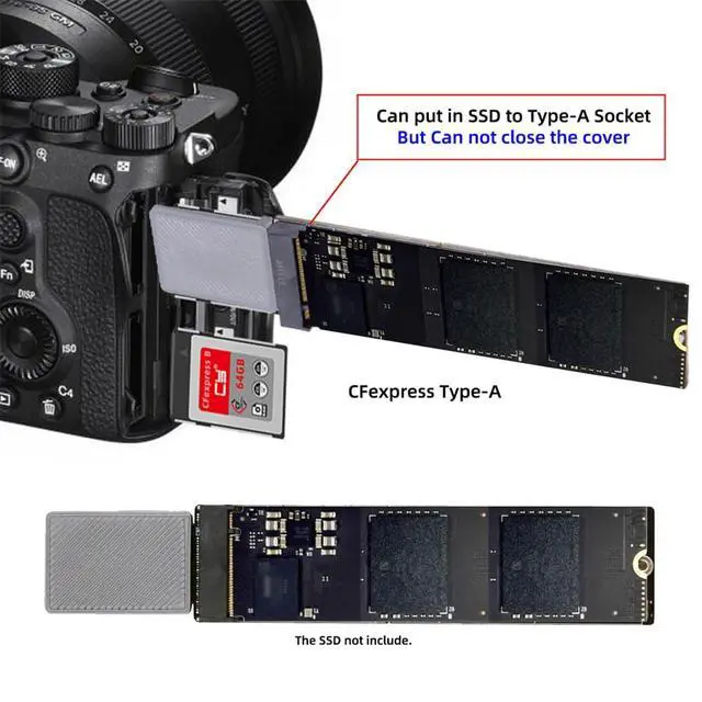 Alt view image 7 of 7 - xiwai Type-A CFexpress to 2230 2240 2260 2280 NVME Memory Card Kit Case CFE CFA NGFF M-Key Adapter for PCIe Expansion Camera 8K RAW