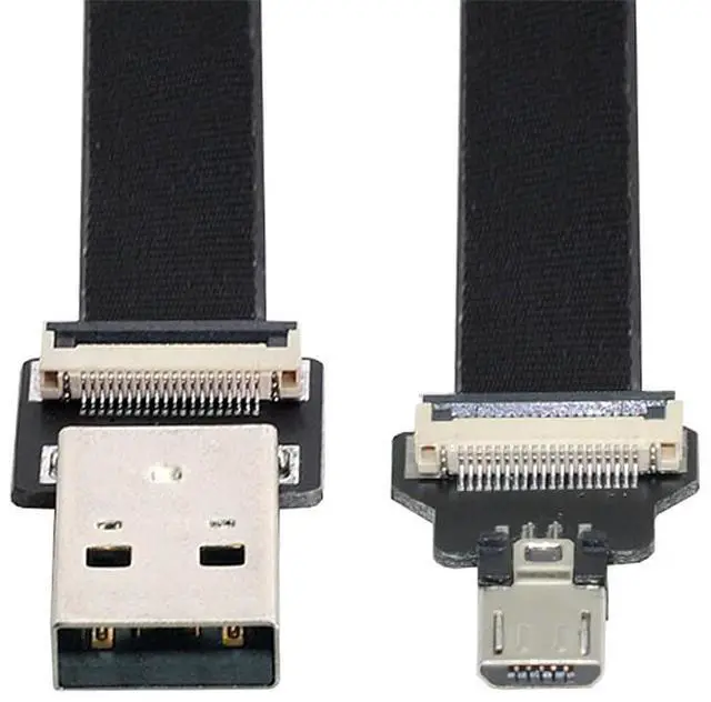 Main image of xiwai 0.5M USB 2.0 Type-A Male to Micro USB 5Pin Male Data Flat Slim FPC Cable for FPV & Disk & Phone
