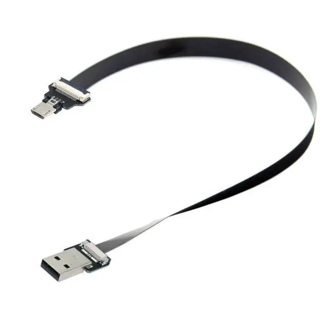 Alt view image 3 of 7 - xiwai 0.2M USB 2.0 Type-A Male to Micro USB 5Pin Male Data Flat Slim FPC Cable for FPV & Disk & Phone