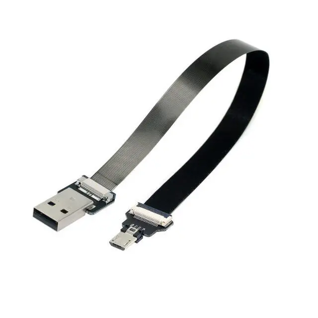 Alt view image 4 of 7 - xiwai 0.5M USB 2.0 Type-A Male to Micro USB 5Pin Male Data Flat Slim FPC Cable for FPV & Disk & Phone