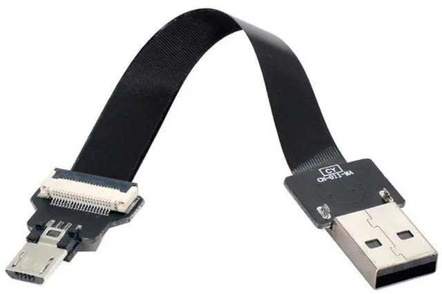 Main image of xiwai 0.2M USB 2.0 Type-A Male to Micro USB 5Pin Male Data Flat Slim FPC Cable for FPV & Disk & Phone