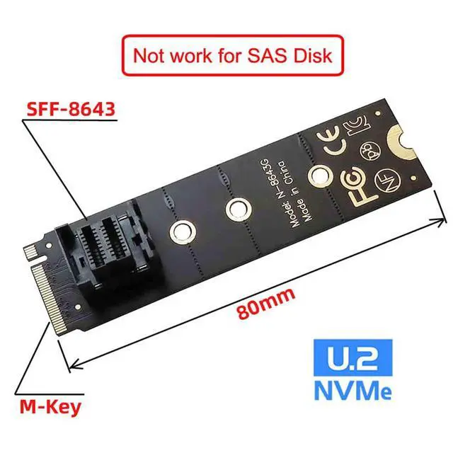 Alt view image 2 of 7 - xiwai 22x80mm U.2 Kit SFF-8639 NVME PCIe4.0 SSD Adapter for Mainboard SSD 750 p3600 p3700 M.2 SFF-8643 Mini SAS HD