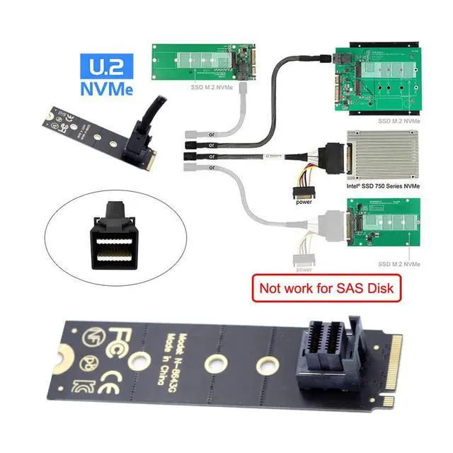Alt view image 4 of 7 - xiwai 22x80mm U.2 Kit SFF-8639 NVME PCIe4.0 SSD Adapter for Mainboard SSD 750 p3600 p3700 M.2 SFF-8643 Mini SAS HD